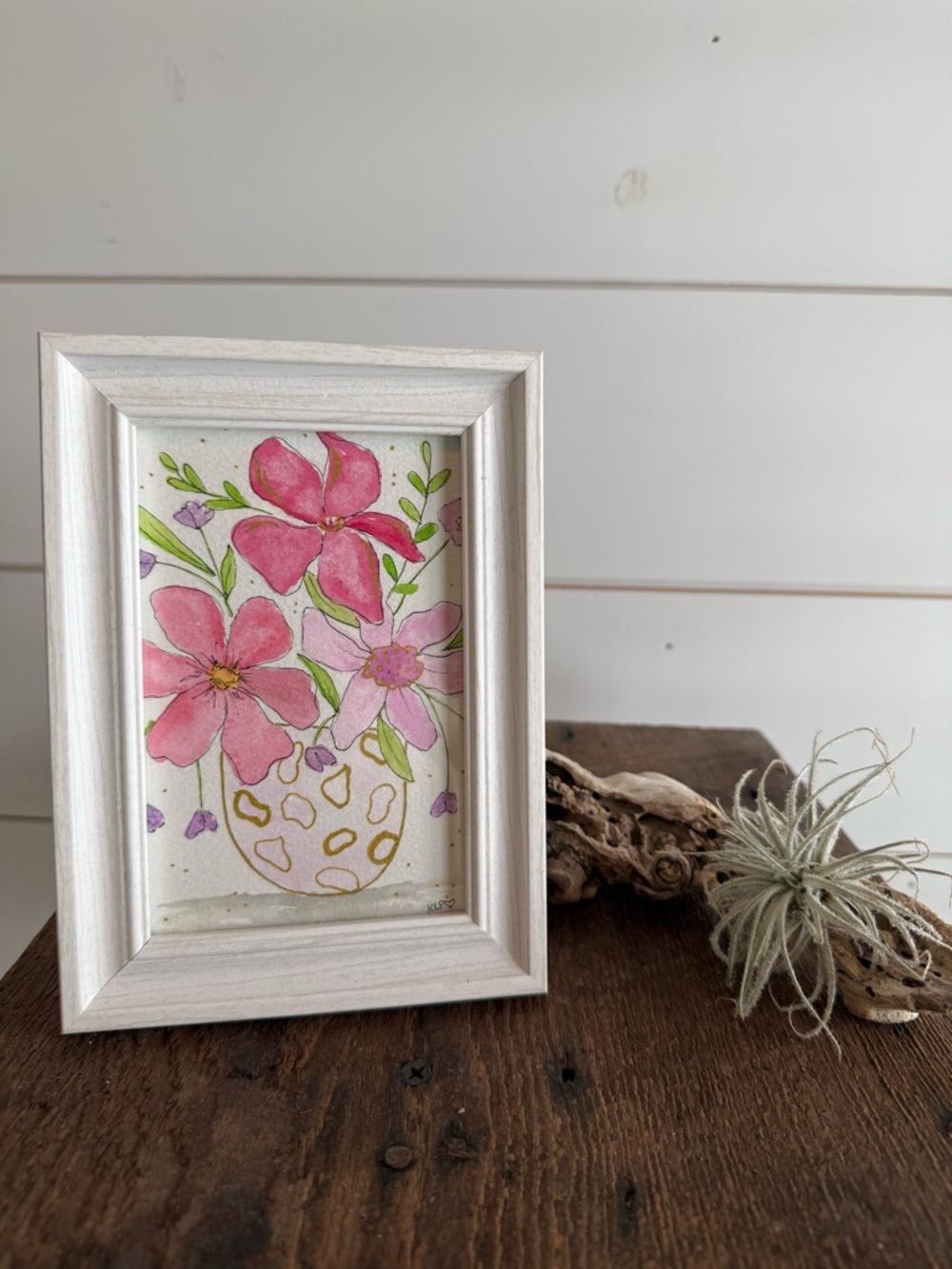 Hand crafted Watercolor in 4x6 white frame